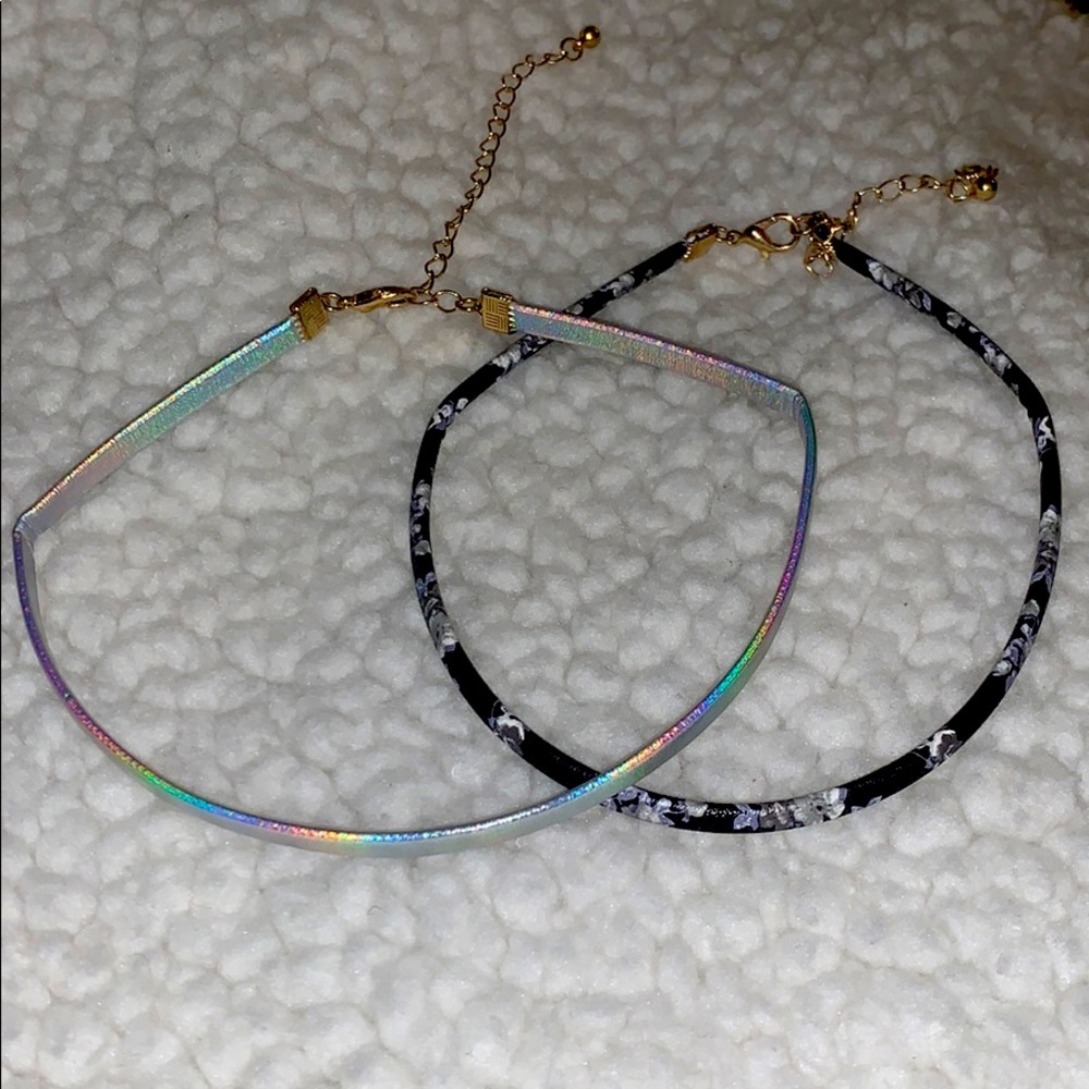 Iridescent & Floral Choker Set